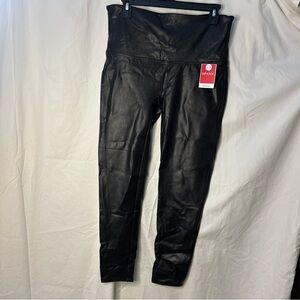 NWT Spanx Black Faux Leather Pull-On Leggings Pants Size XL Petite